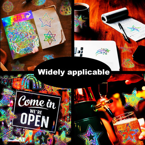 Holographic stars Stickers Glitter Silver Transparent Waterproof Decoration Sticker for DIY Scrapbooking Supplies crafts Phone Case Water Bottles ...