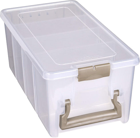ArtBin Semi Satchel Portable Craft Organizer with 3 Dividers - Clear Plastic Storage Case for Art & Craft Supplies...