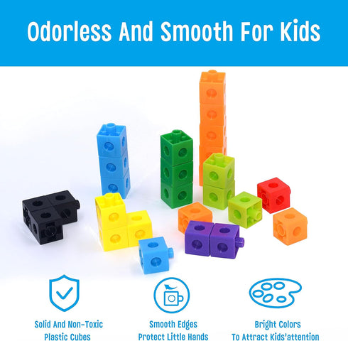 SpriteGru Math Linking Cubes, Math Cubes Manipulatives with Activity Cards Linking Cube Math Counters for Kids Kindergarten Learning Activities...