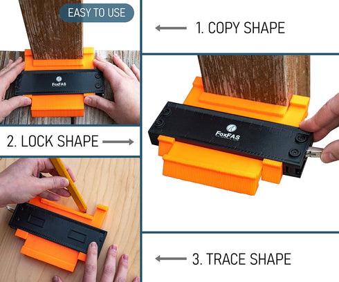 FoxFAS Contour Gauge Profile Tool with Lock (5 Inch) | Must Have Construction Tool for DIY Handyman and Contractors | Flooring Tools | Precisely C...
