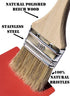 Set of 2 2 inch European Professional Flat Paint Brushes - Natural Bristle Wooden Handle - for Acrylic, Chalk, Oil, Watercolor, Gouache, Stain, Va...