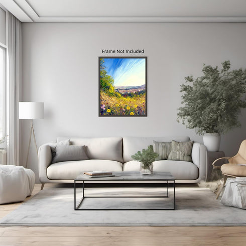 Posterizer 1 pcs-oil painting style-vibrant field with flowers-classics inspired 5-Landscape & Nature Art-Vintage Art-Gift for Art Lovers- unframe...