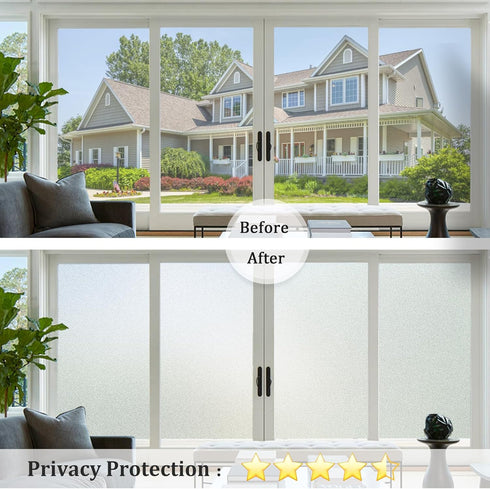 Coavas Window Privacy Film Frosted Glass Window Film Stained Glass Window Film Bathroom Window Frosting Film Day and Night Privacy Heat Blocking N...