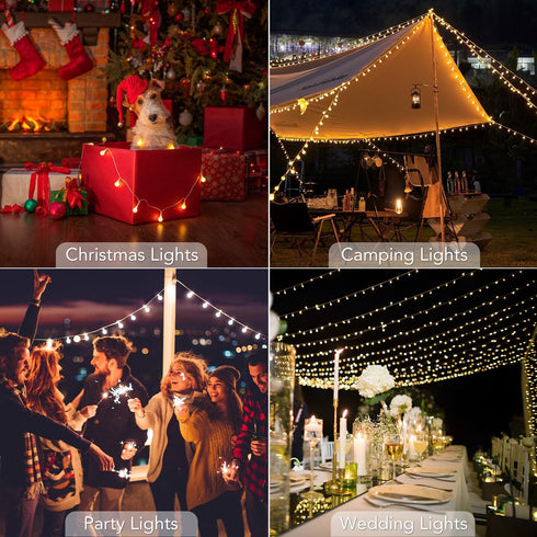 LED Globe String Lights Battery Operated 20FT 50LED Fairy Lights with 8 Lighting Modes, Hanging Lights for Bedroom Dorm Patio Garden Christmas Par...