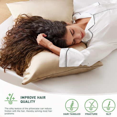 Love's cabin Satin Pillowcase for Hair and Skin, Similar to Silk Pillow Cases for Women, Pillow Case Queen Size Set of 2, Satin Cooling Pillow Cov...