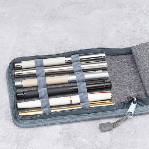 Lanxivi 12 Fountain Pen Case, Rollerball Pen Case Gray Color, Waterproof Canvas Pen Display Holder Organizer Bag......