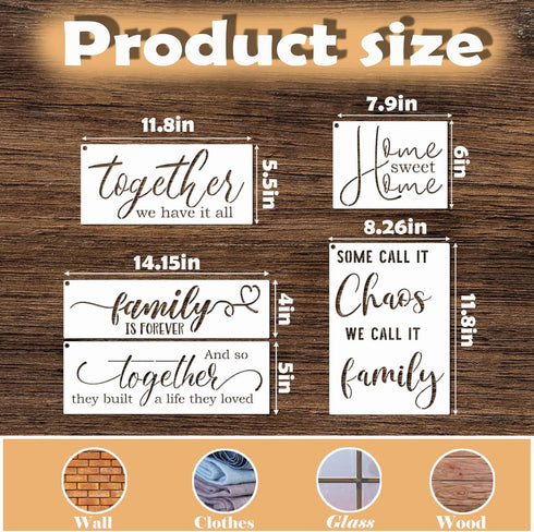 Word Stencils for Painting On Wood Sign Canvas Fabric, Reusable Welcome Farmhouse Burning Inspirational Art Craft Paint Stencil for Shirt Family F...