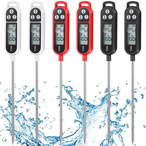 6 Pcs Instant Read Meat Thermometer with Long Probe 9.65 Inch Kitchen Cooking Food Candy Thermometer Waterproof Digital Thermometer for BBQ Water ...