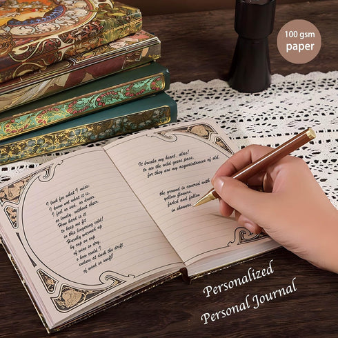 Exclusive Personal Journal for Women, Gilded Hardcover Notebook, 256 Full Color Pages, 5x7 Small Fancy Notebook, Alphonse Mucha Zodiac, Unique Gif...
