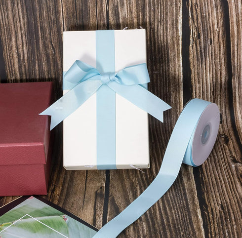 ATRBB 25 Yards 1 Inch Solid Grosgrain Ribbon Roll for Gift Wrapping DIY Hair Accessories (Light Blue)...