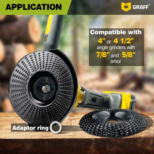 GRAFF Premium Wood Carving Disc 4 Inch for Angle Grinder - Set Shaping and Grinding Wheel for Wood, Drywall, Chipboard, Plastic - Woodworking Angl...