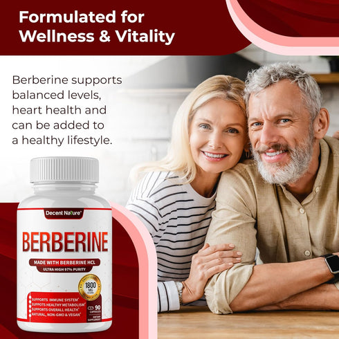 Berberine Supplement 1800mg - Premium Berberine HCl 97% High Purity Berberine Plus, Supports Immune System, High Potency Berberine Hydrochloride, ...