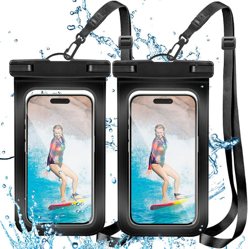 2 Pack Waterproof Phone Pouch with Adjustable Lanyard for iPhone 15 14 13 12 Pro Max, for Samsung Galaxy S24/S23 up to 7.5", IPX8 Water Proof Phon...