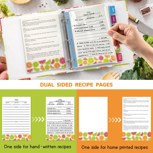 Recipe Binder 7.8" x 8.7", Blank Recipe Book to Write in Your Own Recipes, 3 Ring DIY Cookbook Organizer, Recipe Book Holder with Clear Protective...
