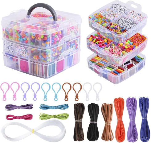 Peirich Jewelry Making Bead Kits, includes 44 Embroidery Floss with 3-Tier Organizer Storage Box with Threads, Over 4900 Beads for Friendship Brac...