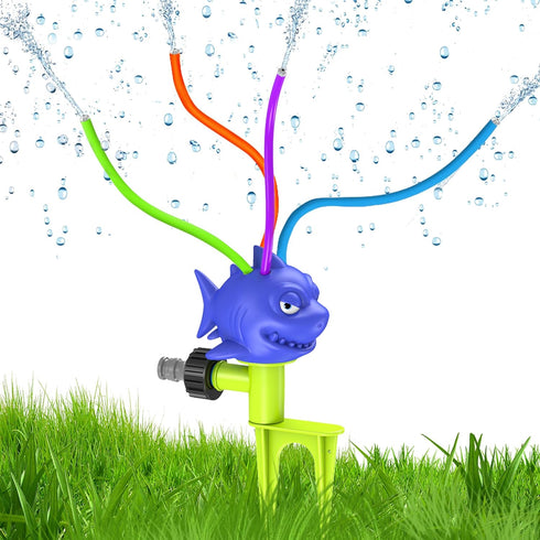 Shark Sprinkler for Kids Outdoor Play- Toddler & Kids Sprinklers for Yard with 4 Spray Tubes- Fun Backyard Water Toys, Summer Games Kids Outdoor T...