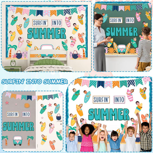 Summer Classroom Bulletin Board Decoration Set Summer Surfboard Surfing Bulletin Board Surfing Into Summer Cutouts Summer Hawaiian Ocean Beach Bul...