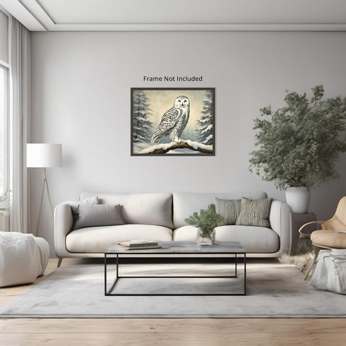 Posterizer 1 pcs-snowy winter scene of a white owl-oil painting style 4-Art for Animal Lovers-Landscape & Nature Art-Decor for Home & Office- unfr...