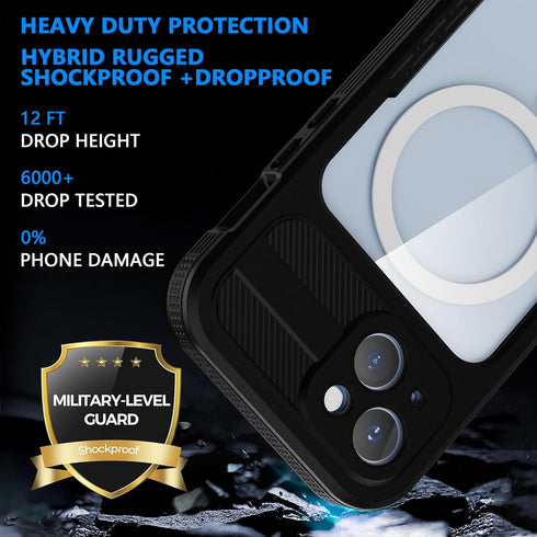 for iPhone 15 5G Waterproof Case,Compatible with Magsafe,Hybrid Rugged Shockproof Full Body Protective,with Lanyard,Clear Lens/Screen Protector Co...