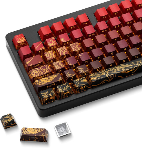 XVX Shine Through Keycaps - PBT Dye Sub Keycap Set, Side Print Keycaps, 129 Keys Cherry Profile Custom Keycaps, Wave of Kanagawa Double Shot Key c...