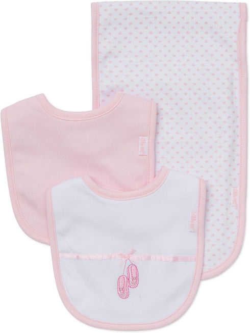Little Me Baby Girls' 3 Piece Bib and Burp Set, Ballerina, Pink/Multi, One Size...