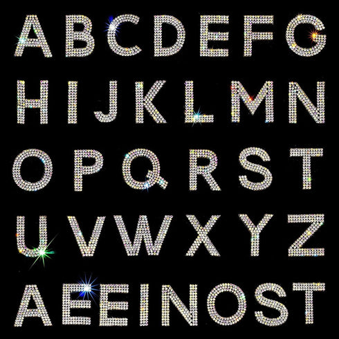 Locacrystal 34Pcs Bling Rhinestone Alphabet Letter Stickers, A-Z Letters Self-Adhesive Iron-on Crystal Rhinestones Word Stickers for Cars Arts Cra...