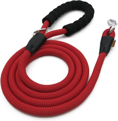 Dog Leash, Braided Rope Traction – Walking Training Lead for Medium/Large Dogs ((1/2") - 6FT, Red)...
