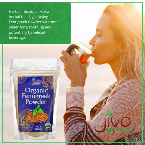 Jiva Organics Organic Fenugreek Powder 7oz Bag - Gluten Free, Non-GMO, Methi Powder, Pure, Raw & Natural - Great As A Spice Or Even For Hair Growt...