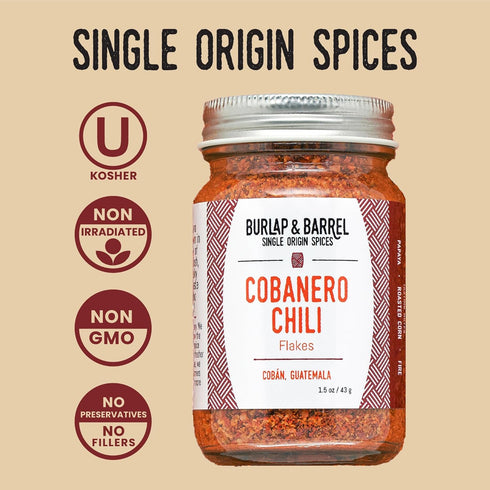 Burlap & Barrel Cobanero Chili Flakes - As Seen on Shark Tank! Smoky Heat, Fruity, Peachy Aroma - Red Powder Flakes for Spicy Dishes, Chili Powder...