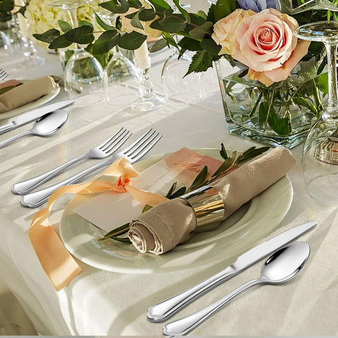 LIANYU 20-Piece Silverware Cutlery Set for 4, Stainless Steel Flatware Eating Utensils Set with Scalloped Edge, Include Knife Fork Spoon, Dishwash...