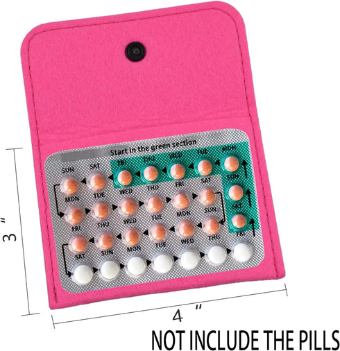 2 Pack Birth Control Pill Packet with 4" x 3" for Women Privacy Protection Contraceptive Medicine Holder Pink Sleeve Pouch Wallet...