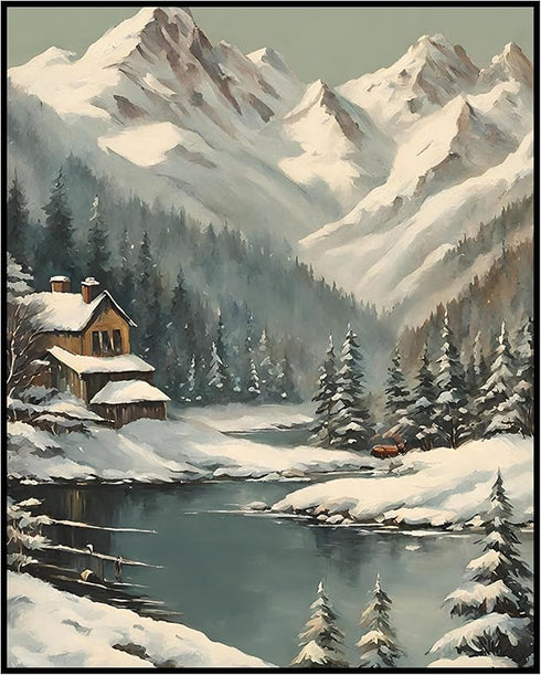 Posterizer 1 pcs-beautiful snowy scenary in winter -11-Landscape & Nature Art-GIft for Men Women Teens-Living Room Bedroom Decor- unframed wall ar...
