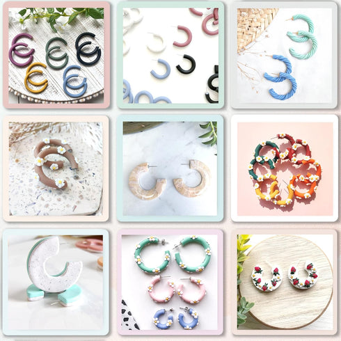 TAINSKY 4 Pcs Polymer Clay Hoop Guide, Polymer Clay Cutters for Polymer Clay Jewelry Making, Plastic Hoop Earring Maker Guide for Polymer Clay Ear...