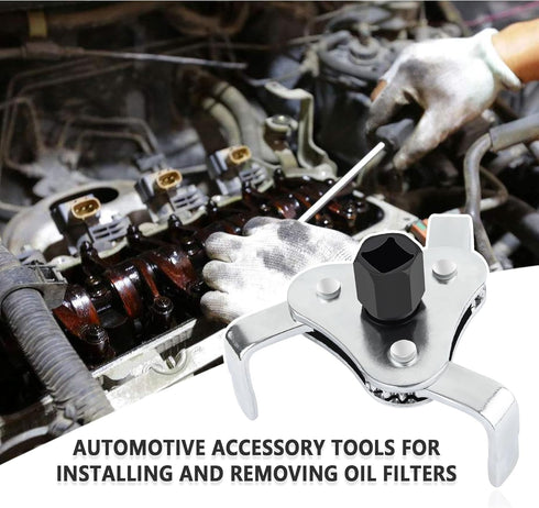 Adjustable Oil Filter Wrench Tool,3 Jaw 2 Way Oil Filter Remover Tool from 2-1/2 Inch to 4.5 Inch,Universal Car Accessories Oil Filter Tool for Mo...