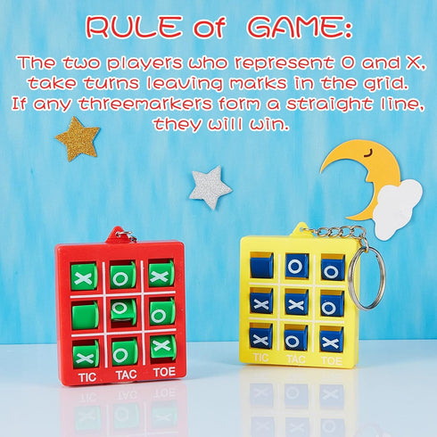 Hicarer Tic Tac Toe Keychain for Kids Ages 8-12 Party Favors Plastic Keyholders for Mini Backpack Clip Birthday Party (Red, Blue, Yellow, Purple,8...