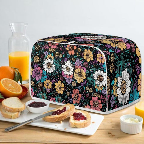Flower 2 Slice Bread Maker Cover for Kitchen, Dustproof Toaster Cover Suitable for Standard Size Bread Machine, Small Kitchen Appliance...