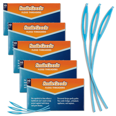 SmileGoods Dental Floss Threaders, 5 Pack of Pocket Sized Envelope of 10 Threaders, 50 Total...