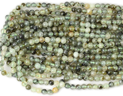 60PCS 6mm Natural Prehnite Gemstone Smooth Surface Round Loose Beads for Jewelry Making 1 String 15 Inches...