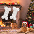 Malier Pet Dog Christmas Stocking, Xmas Luxury Faux Fur Large Bone Shape Hanging with Silver Snowflakes Sequin Decorations Pets Christmas Stocking...