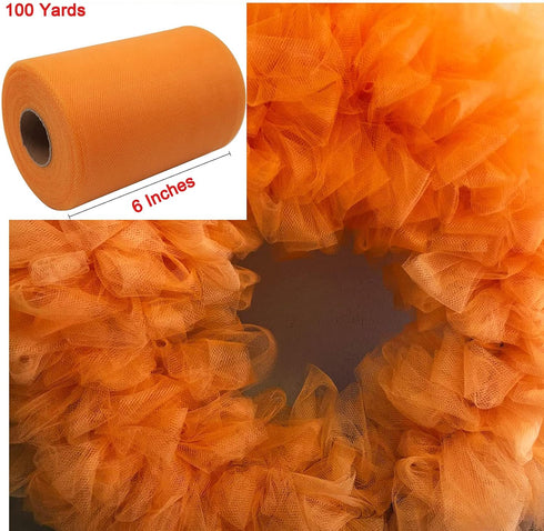 Tulle Rolls Fabric 6 Inch by 100 Yards Orange Tulle Spool for Tutu Table Skirt Wedding Gift Wrapping Party Decorations DIY Crafts Supplies...
