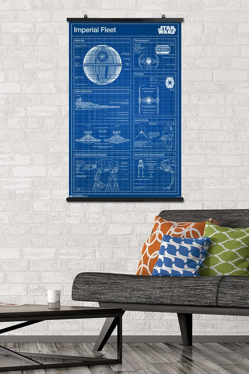Trends International Star Wars: Saga - Imperial Blueprint Wall Poster, 34L x 22.4W, Premium Poster & Clip Bundle...