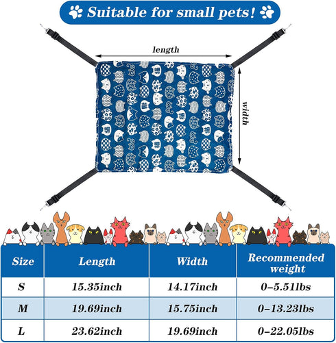 2 Pieces Reversible Cat Hanging Hammock Soft Breathable Pet Cage Hammock with Adjustable Straps and Metal Hooks Double-Sided Hanging Bed for Cats ...