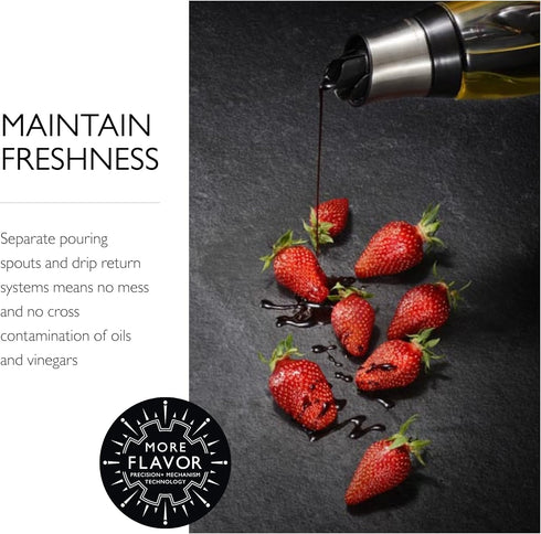 Cole & Mason Duo Oil & Vinegar Pourer - Oil & Vinegar Dispenser Set - Stainless Steel Oil & Vinegar Pourer - Dishwasher Safe Kitchen Tool & Gadget...