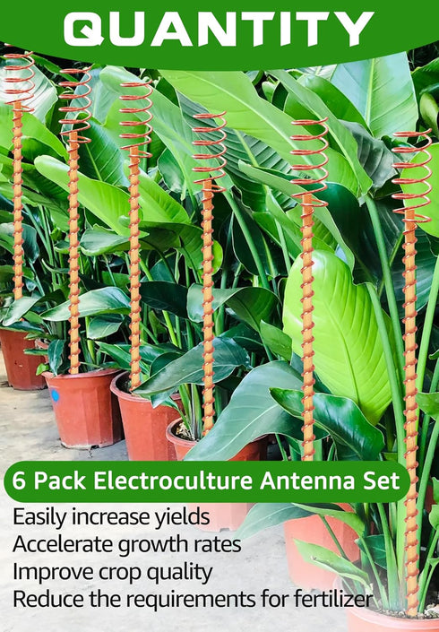 6 Pack 13" Electroculture Copper Gardening Antenna, Copper Garden Stakes, Copper Rods for Garden, Copper Plant Stakes, Electro Culture Gardening C...