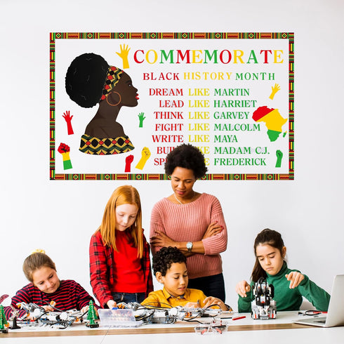 Outus 105 Pieces Black History Month Decorations Black History Month Bulletin Board Decor Cutouts Sets African American Celebration Bulletins for ...