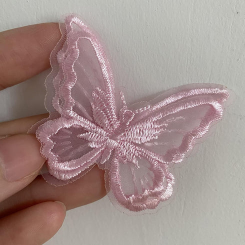 12pcs Butterfly Lace Trim, Double Layers Organza Butterfly Lace Fabric Embroidery Sewing Lace DIY Craft Butterfly Decor Applique Patches for Weddi...