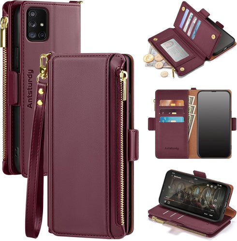 Antsturdy Samsung Galaxy A71 5G case Wallet with Card Holder for Women Men,Galaxy A71 5G Phone case RFID Blocking PU Leather Flip Shockproof Cover...