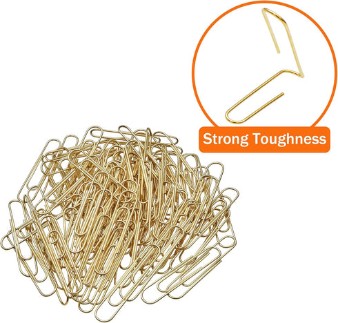 Gold Paper Clips, 200 Count Large Size, 2 Inch Jumbo Paperclips, Stylish Gold-Plated Paper Clip...