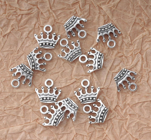 50 Pcs Crown Jewelry Making Kits Cute Mini 1.5 x 1.4 cm Vintage Cute Pendants for DIY Jewelry Making Losse Beading Necklace Bracelet Christmas Key...