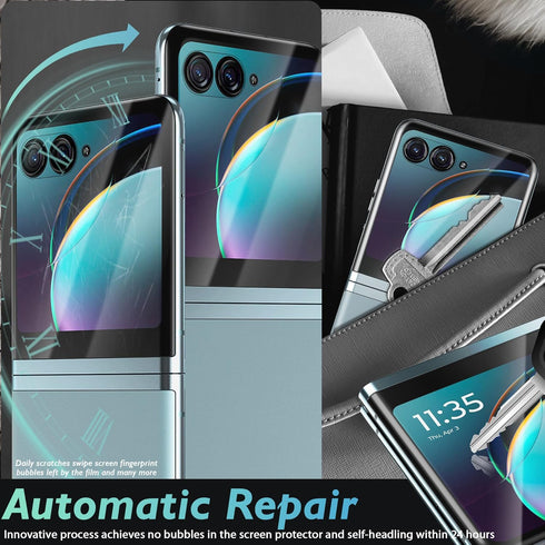 Orzero (3 Pack Screen Protector Compatible for Motorola Razr+ / Plus 2023 Front Screen, Protector De Pantalla Soft TPU Anti-Scratch Edge to Edge H...